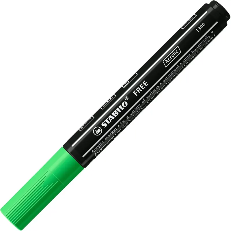 Acrylmarker - STABILO FREE Acrylic - T300 Rundspitze 2-3mm - Einzelstift - laubgrün