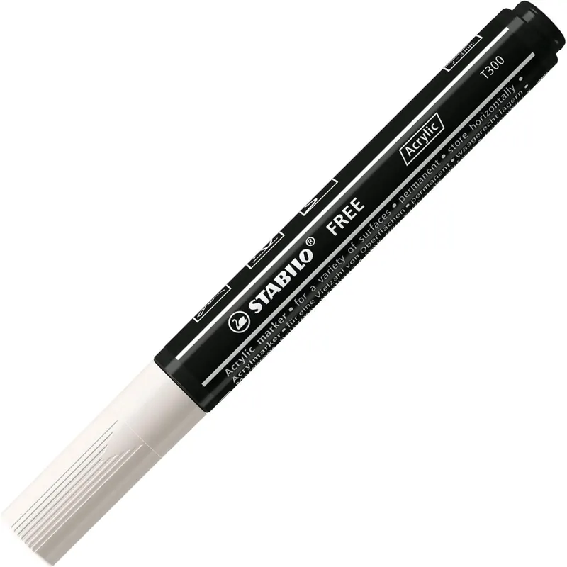 Acrylmarker - STABILO FREE Acrylic - T300 Rundspitze 2-3mm - Einzelstift - weiß