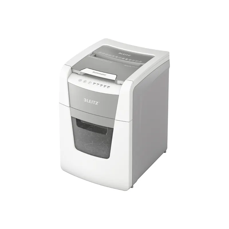 Aktenvernichter Leitz IQ Autofeed Small Office 100 8011 - Partikelschnitt 4,0 x 30,0 mm S-Stufe P4 100 Blatt