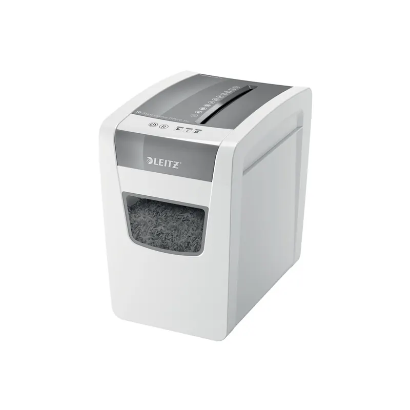 Aktenvernichter Leitz IQ Home Office Slim 8001 - Partikelschnitt 4,0 x 28,0 mm S-Stufe P4 10 Blatt