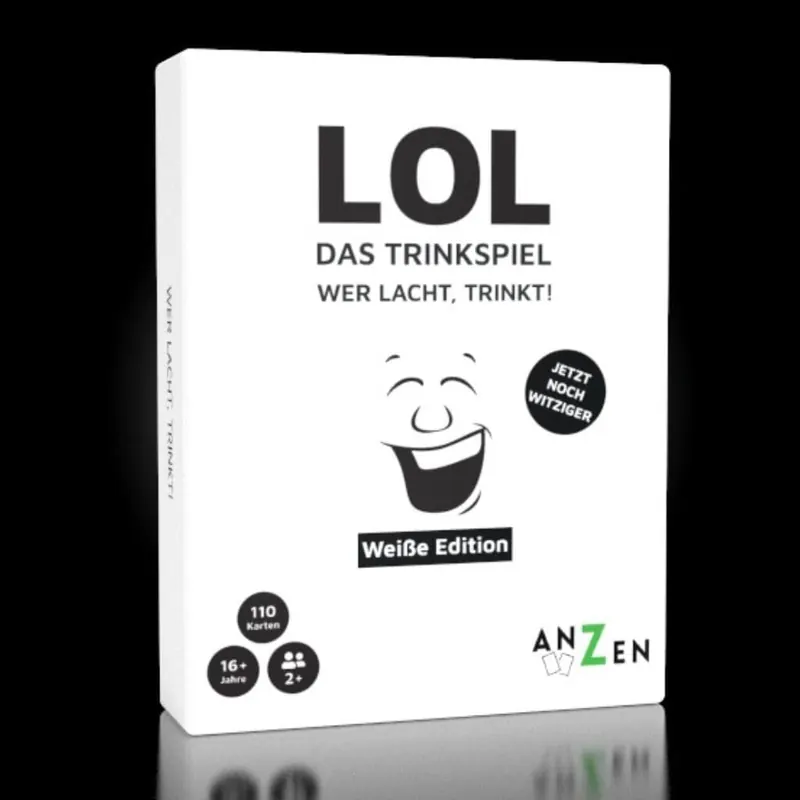ANZEN LOL - Das Trinkspiel - Wer lacht, trinkt! - Weiße Edition | Kartenspiel | Geschenk-e für Frauen und Männer zu Weihnachten | Silvester | lustige Gesellschaftsspiel-e | LOL Spiel & Partyspiel-e