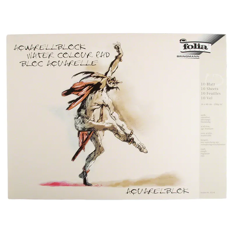 Aquarellblock, 200 g/m², 36x48 cm, 10 Blatt, hadernhaltig, rauh, säurefrei, weiss