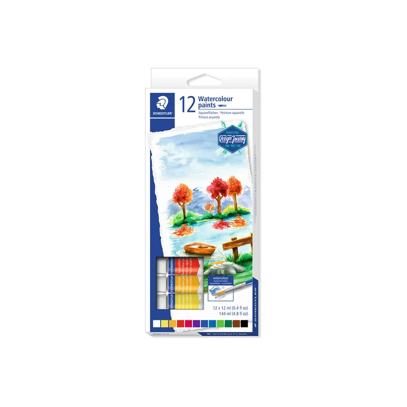 Aquarellfarbe Staedtler 8880C12 - farbig sortiert 12 Farbtuben hochpigmentiert Set 12 x 12 ml