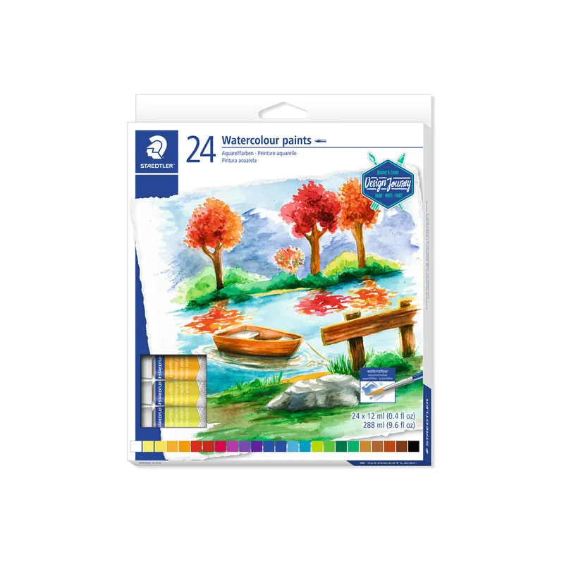 Aquarellfarbe Staedtler 8880C24 - farbig sortiert 24 Farbtuben hochpigmentiert Set 24 x 12 ml