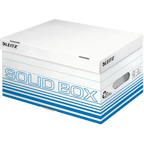 Archivbox Leitz Solid 6117 - 370 x 195 x 265 mm hellblau mit Klappdeckel FSC-Wellpappe