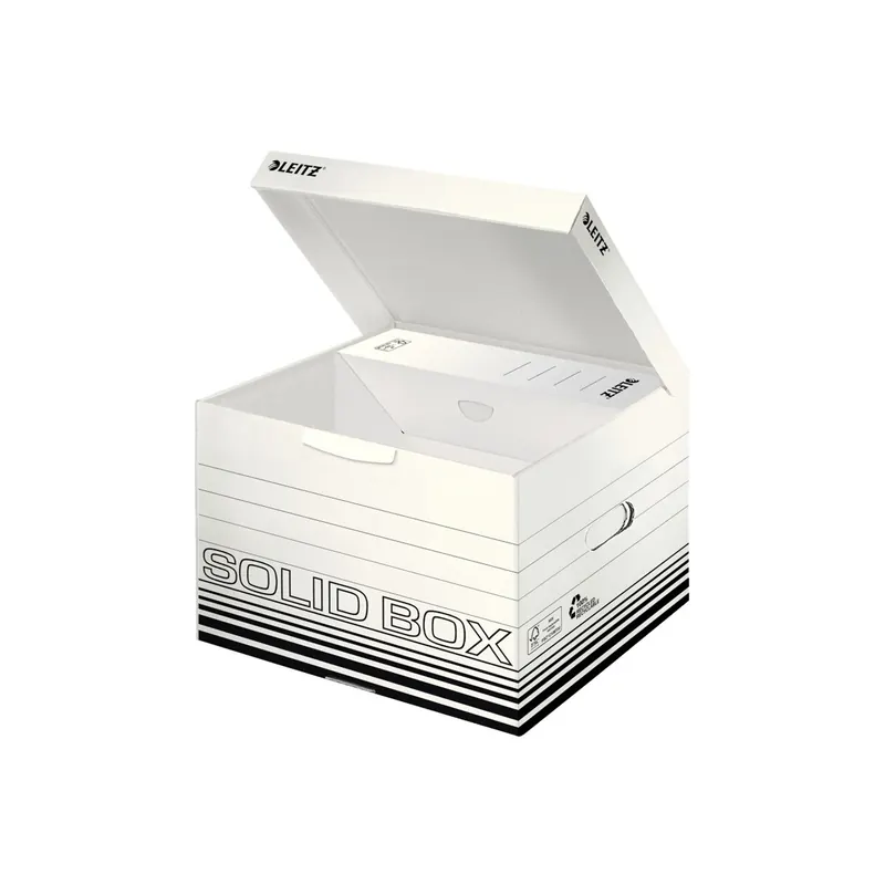 Archivbox Leitz Solid 6118 - 370 x 270 x 325 mm weiß mit Klappdeckel FSC-Wellpappe