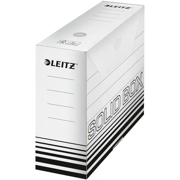 Archivbox Leitz Solid 6128 - 100 x 257 x 330 mm weiß mit Verschlußlasche FSC-Wellpappe