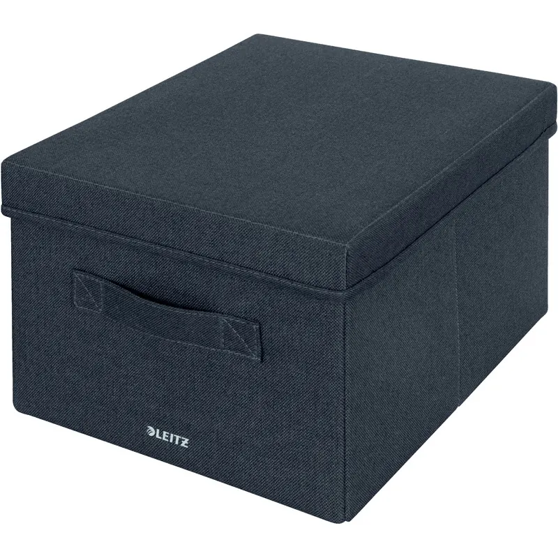 Archivbox Leitz Stoff 6144 - 285 x 203 x 380 mm samtgrau mit Deckel recycelter Pappe verstärkt Pckg/2