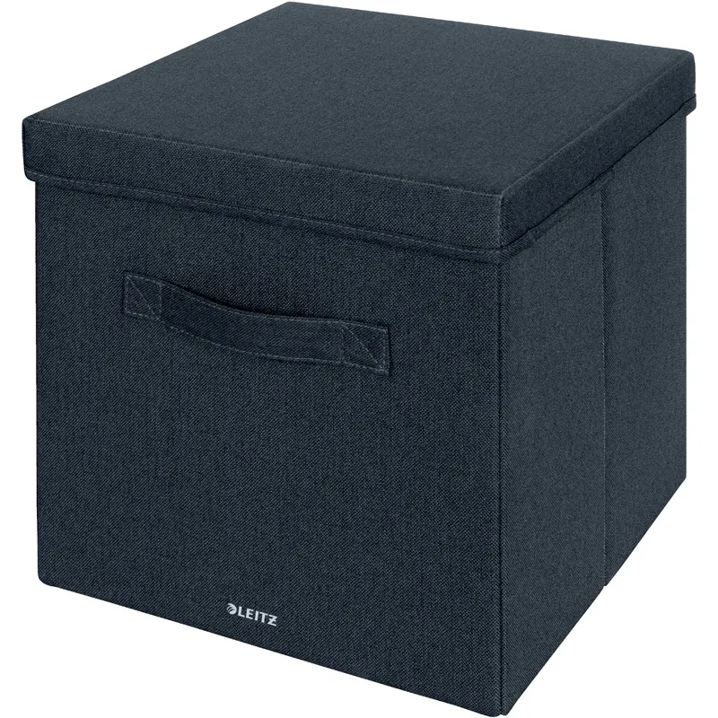 Archivbox Leitz Stoff 6145 - 330 x 325 x 380 mm samtgrau mit Deckel recycelter Pappe verstärkt Pckg/2