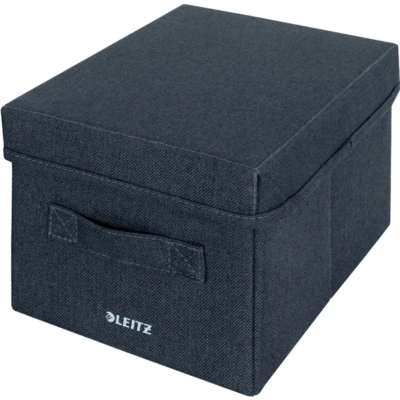 Archivbox Leitz Stoff 6146 - 190 x 160 x 285 mm samtgrau mit Deckel recycelter Pappe verstärkt Pckg/2