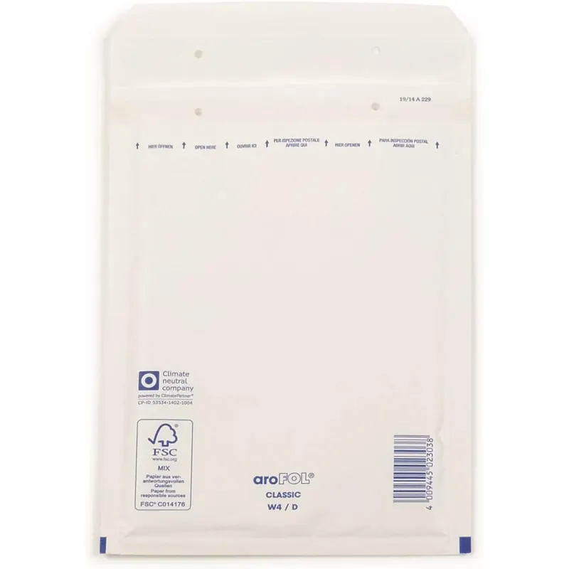 Arofol 2FVAF000104 Luftpolstertaschen Nummer 4, 100 Stück, 180x265 mm, weiß