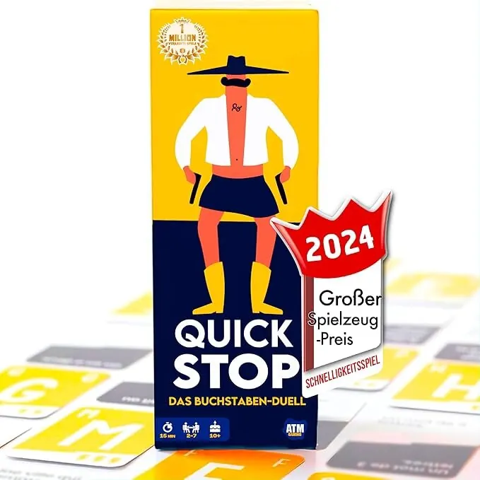 ATM Gaming Quickstop - Das Buchstaben-Duell - Kartenspiel für Jugendliche und Erwachsene - Schnell und Verrückt - 2 bis 7 Spieler - Kartenspiel ab 10 Jahren - Familienspiel