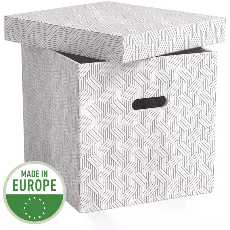 Aufbewahrungsbox Leitz VON 6143 - 29 L 320 x 315 x 365 mm weiß mit Deckel 2 Tragegriffen Karton Pckg/3