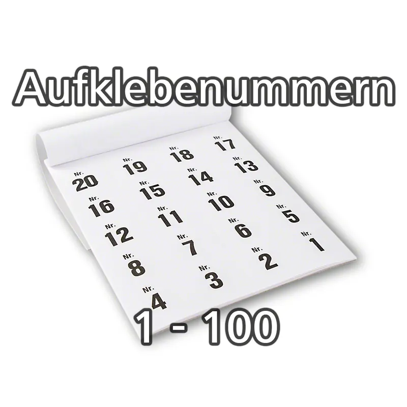 Aufklebenummern selbstklebend, ablösbar, 1-100