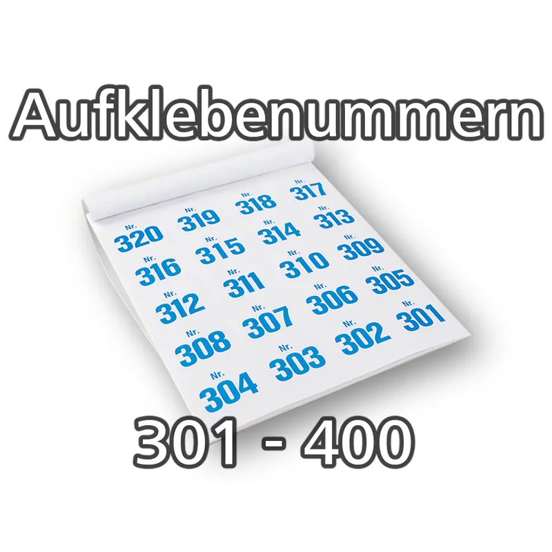 Aufklebenummern selbstklebend, ablösbar, 301-400