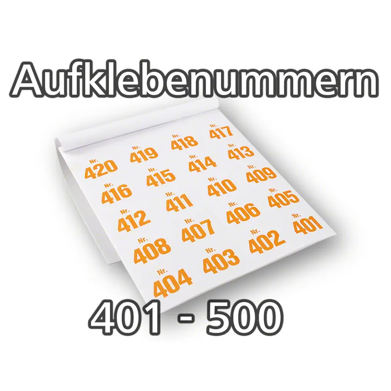 Aufklebenummern selbstklebend, ablösbar, 401-500