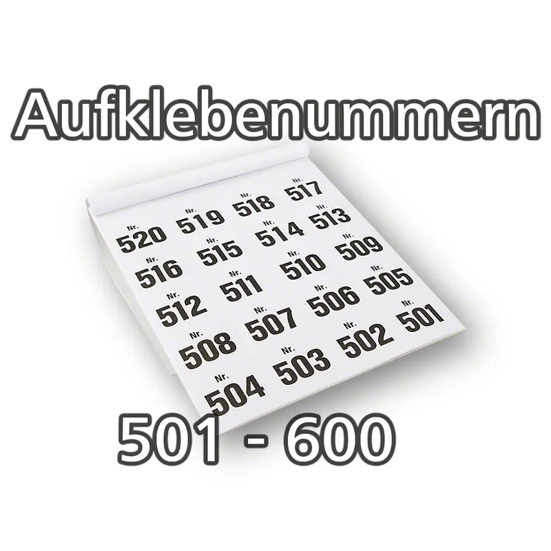 Aufklebenummern selbstklebend, ablösbar, 501-600