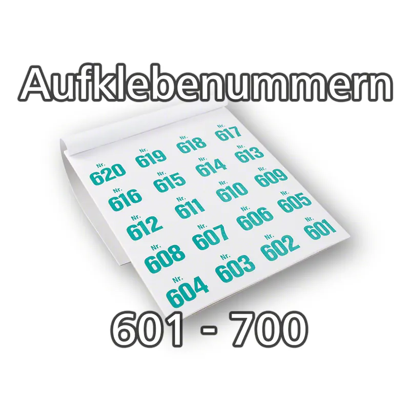 Aufklebenummern selbstklebend, ablösbar, 601-700