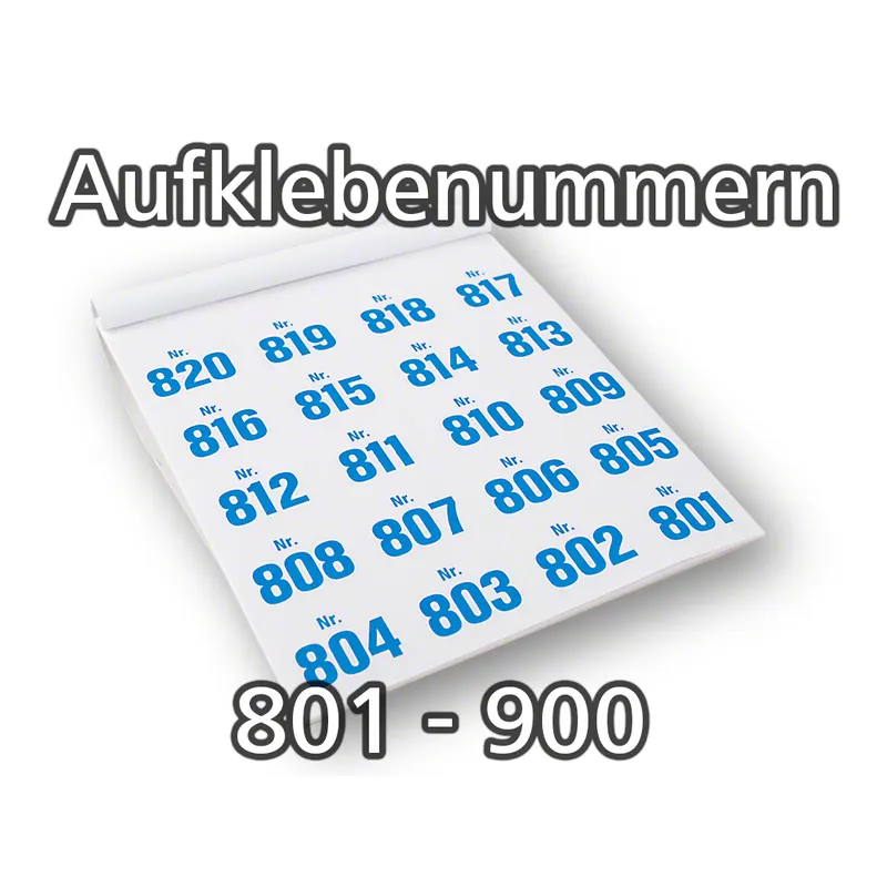 Aufklebenummern selbstklebend, ablösbar, 801-900