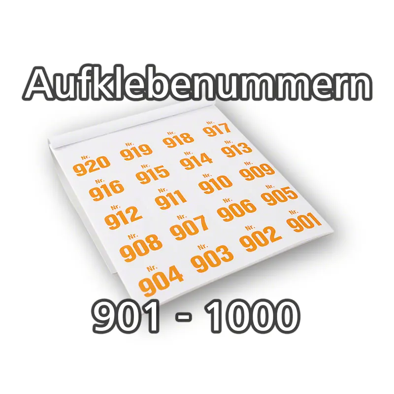 Aufklebenummern selbstklebend, ablösbar, 901-1000