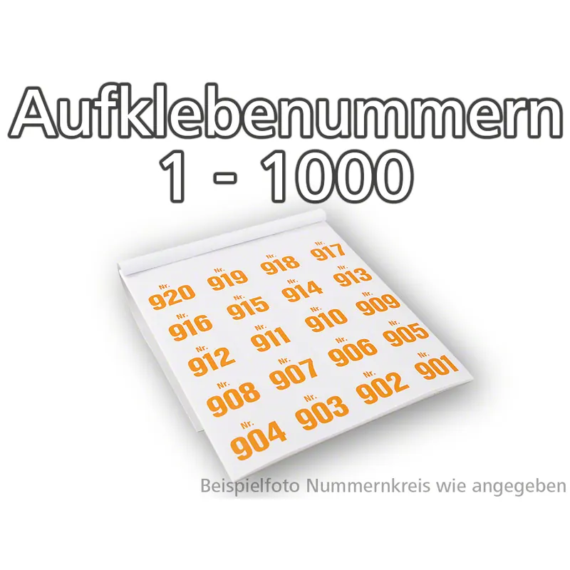 Aufklebenummern selbstklebend, ablösbar, Set 1-1000