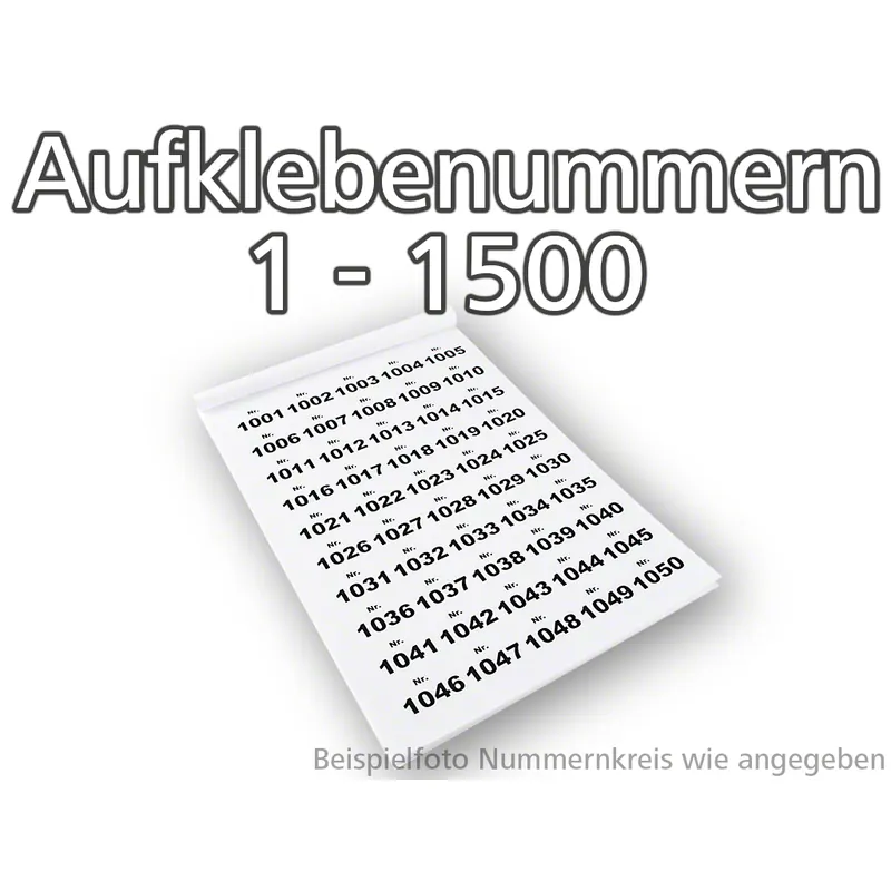 Aufklebenummern selbstklebend, ablösbar, Set 1-1500