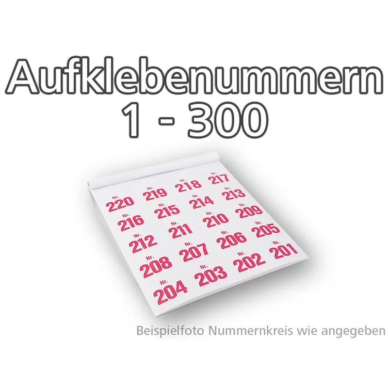 Aufklebenummern selbstklebend, ablösbar, Set 1-300