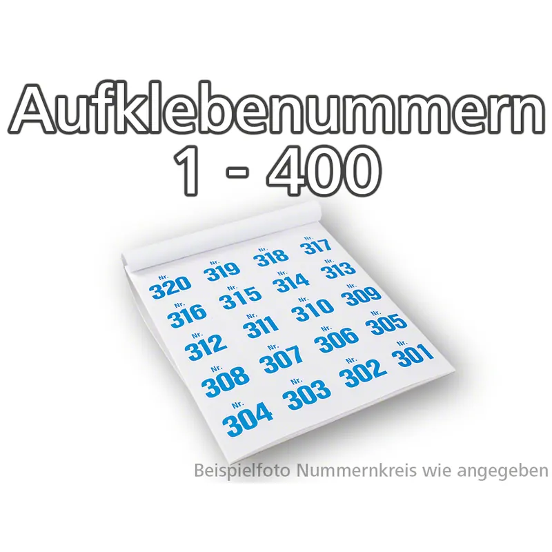Aufklebenummern selbstklebend, ablösbar, Set 1-400