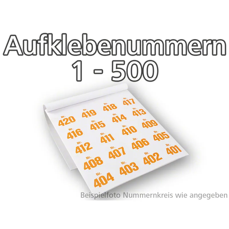 Aufklebenummern selbstklebend, ablösbar, Set 1-500