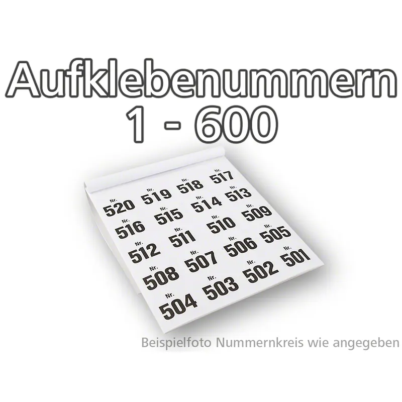Aufklebenummern selbstklebend, ablösbar, Set 1-600