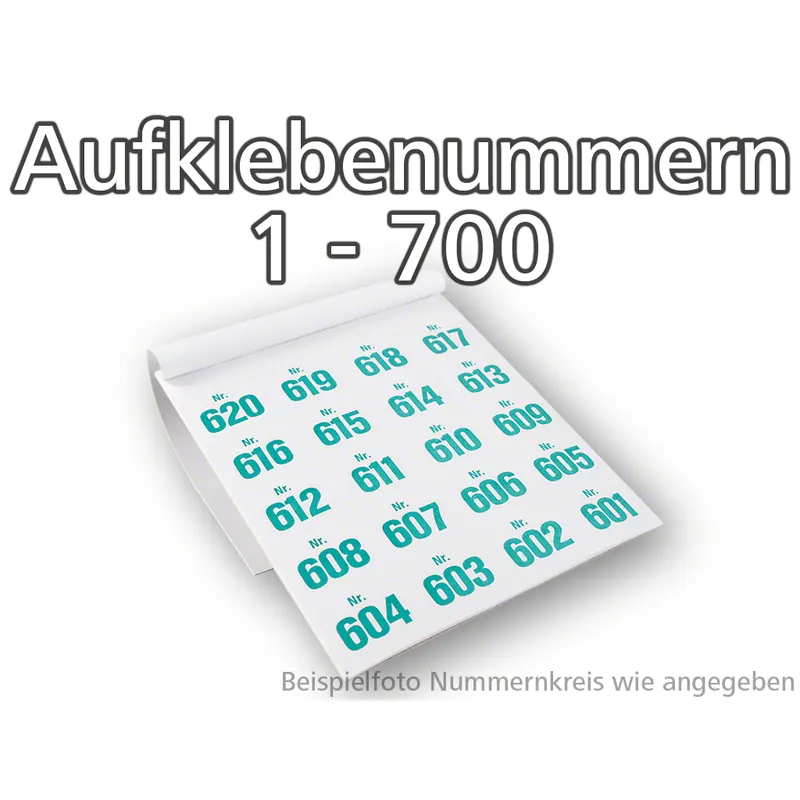 Aufklebenummern selbstklebend, ablösbar, Set 1-700