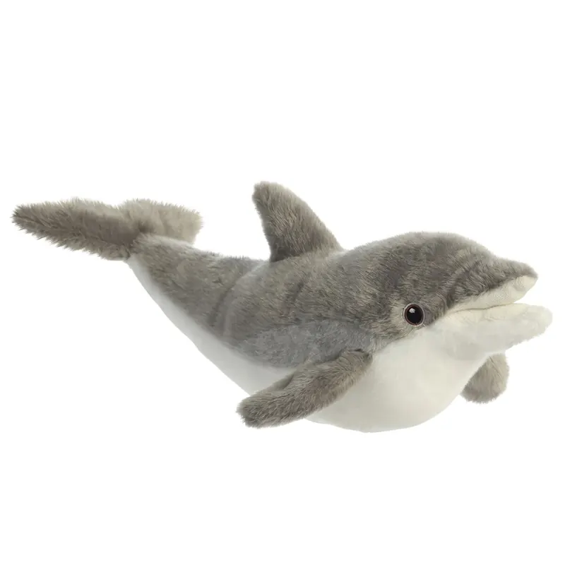Aurora, 35020, Eco Nation Delphin, 38cm, Eco-Friendly Plüschtier, Grau & Weiß