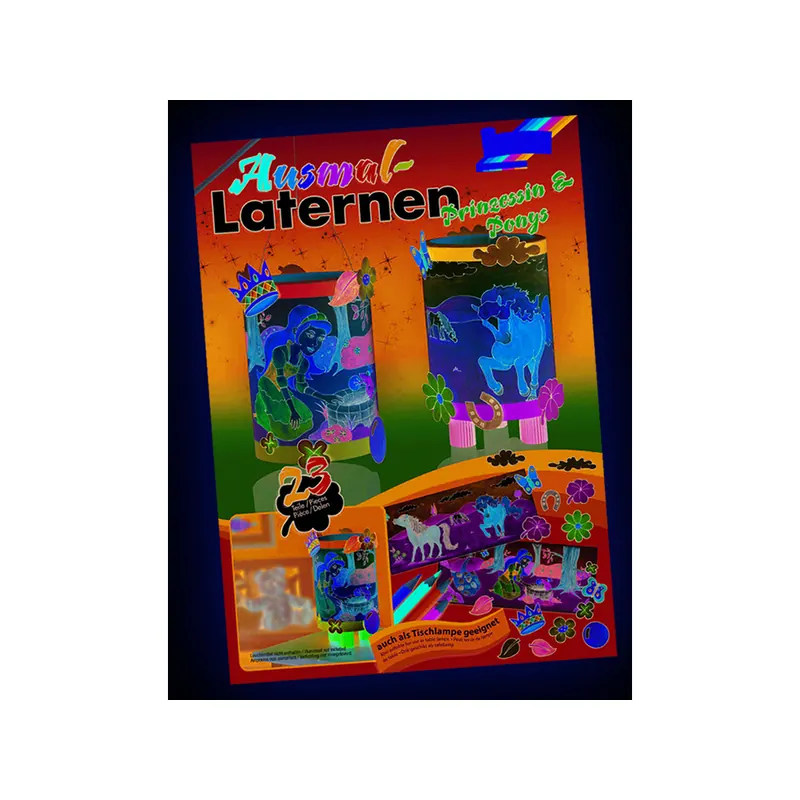 Ausmal-Laternen Bastelsets, Prinzessin & Ponys