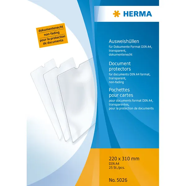 Ausweishülle Herma 5026 - A4 310 x 220 mm farblos 0,14 mm PP-Folie