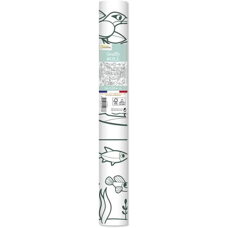 Avenue Mandarine GY078C - Graffy Roll zum Ausmalen, Plakatpapier 90g, Rollen 5m x 0,35 m, für Filz- und Schreibstifte geeignet, 1 Stück, Ökosystem