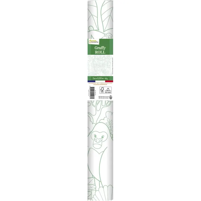 Avenue Mandarine GY127C - Ausmalrolle Graffy Roll, 5 m x 35 cm, Zeichnung 50cm wiederholt sich 10-mal, Plakatpapier 90g, Dschungel, 1 Rolle