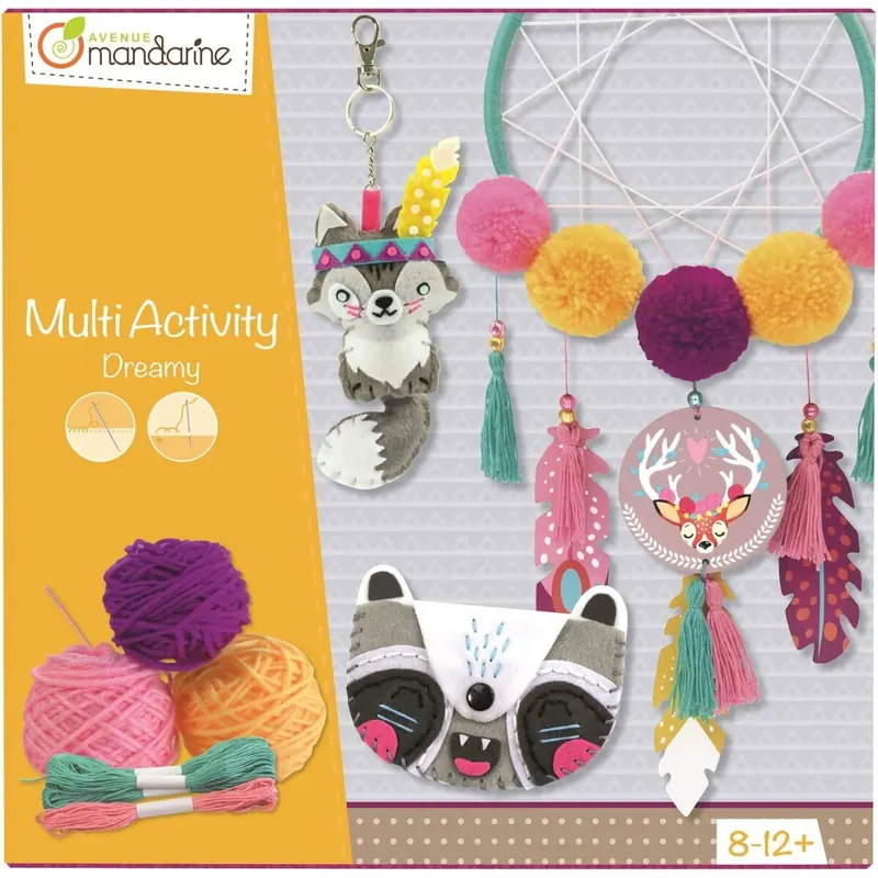 Avenue Mandarine KC045C - Box Multi Aktivity, mit 1xTraumfänger, 1xSchlüsselanhänger und 1xPortemonnaie, ideal für Kinder ab 8 Jahren, 1 Box