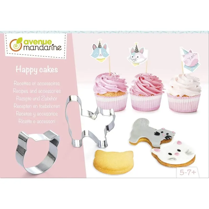 Avenue Mandarine KC106C - Kreativbox Happy Cakes, Rezepte und Zubehor, ideal mit Kindern zu backen, ab 5 Jahren, Katzen, 1 Box