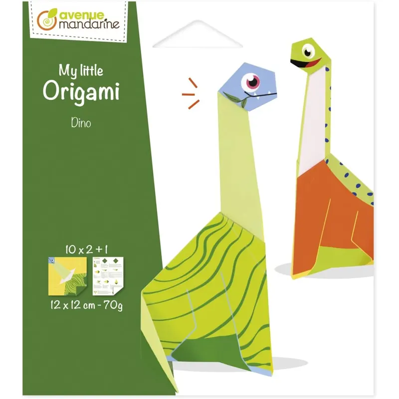 Avenue Mandarine OR517C - Kreativset My little Origami, 12 x 12 cm, 20 Blatt, 70g, Dinosaurier, 1 Set