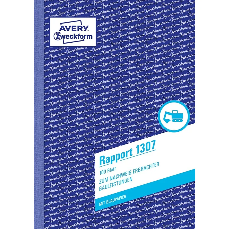 AVERY Zweckform 1307 Rapport (A5, mit 2 Blatt Blaupapier, von Rechtsexperten geprüft, für Deutschland und Österreich zur Dokumentation von Arbeitsleistung und Materialverbrauch, 100 Blatt) weiß