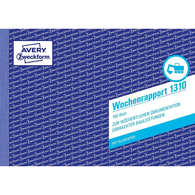 AVERY Zweckform 1310 Wochenrapport (A5 quer, mit 2 Blatt Blaupapier, von Rechtsexperten geprüft, für Deutschland und Österreich zur wöchentlichen Dokumentation der Arbeitsleistung, 100 Blatt) weiß