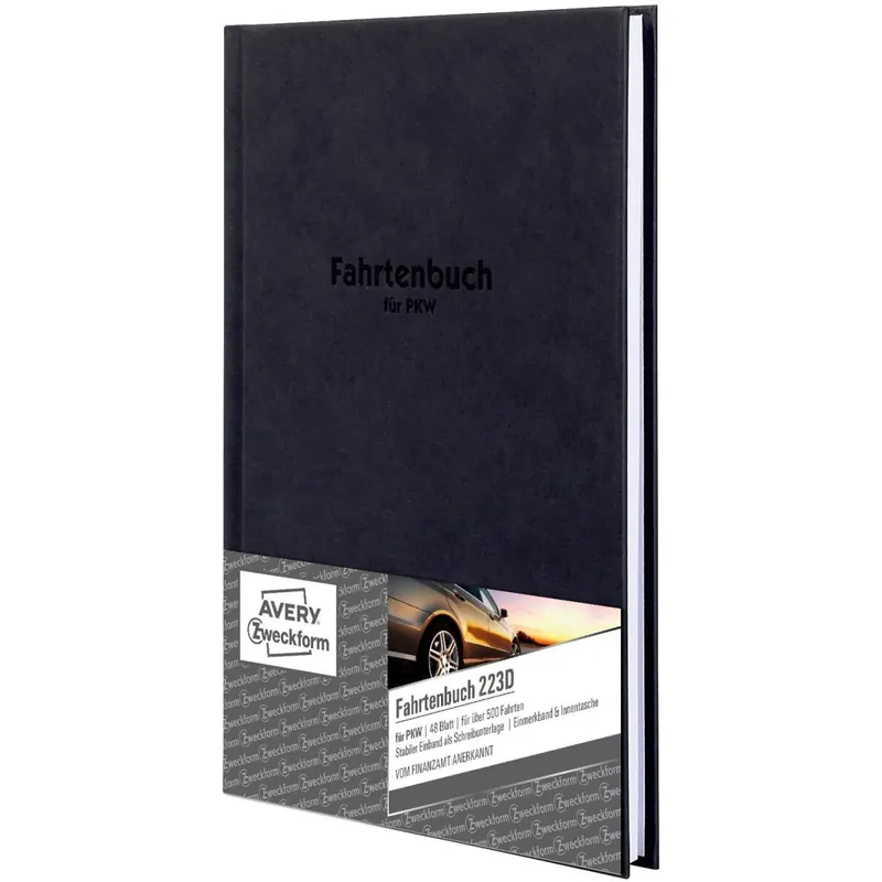 AVERY Zweckform 223D Fahrtenbuch (für PKW, Hardcover vom Finanzamt anerkannt, A5, 96 Seiten insgesamt 517 Fahrten, mehr Platz pro Eintrag, für Deutschland und Österreich zur Abgrenzung privater)