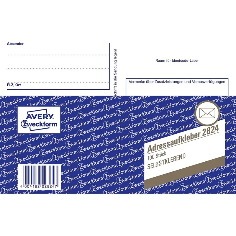 AVERY Zweckform 2824 Adressaufkleber/Paketaufkleber (DIN A6, selbstklebend, 100 Blatt) weiß