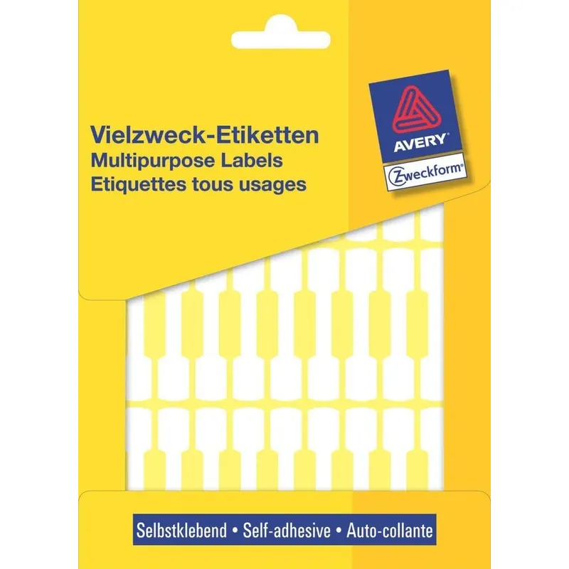 AVERY Zweckform 3335 Preisetiketten (49 x 10 mm, selbstklebende Schmucketiketten im Hantelformat zur Kennzeichnung von Brillen oder Schmuck) 930 Aufkleber weiß