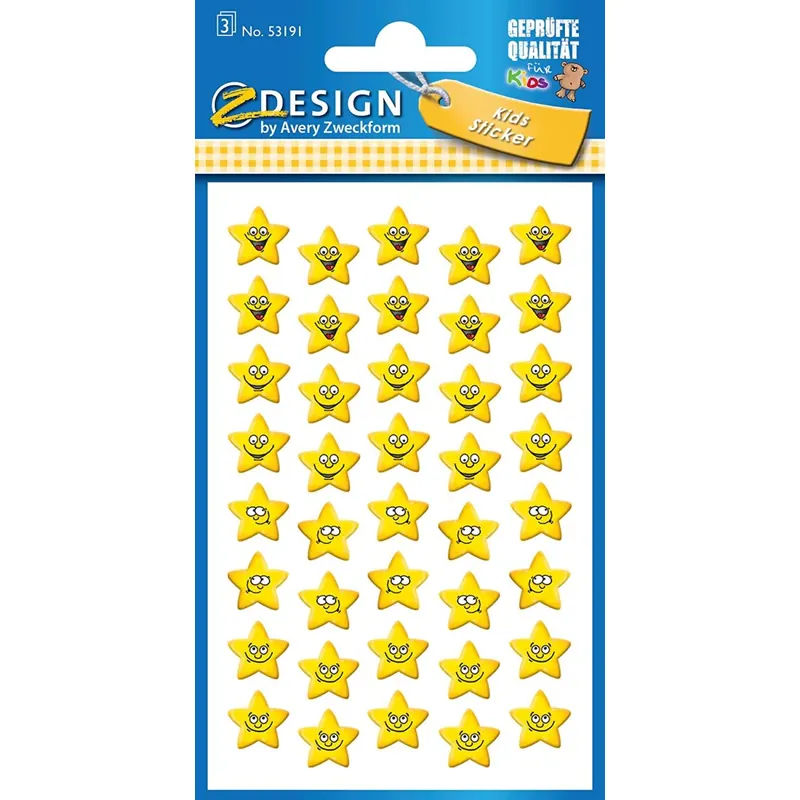 AVERY Zweckform 53191 Kinder Sticker Stern Gesichter 120 Aufkleber