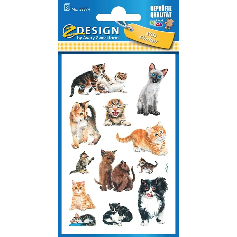 AVERY Zweckform 53574 Kinder Sticker Katzen 36 Aufkleber