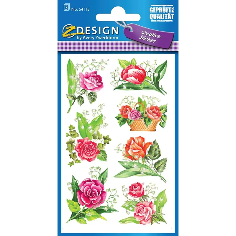 AVERY Zweckform 54115 Deko Sticker Rosen 21 Aufkleber