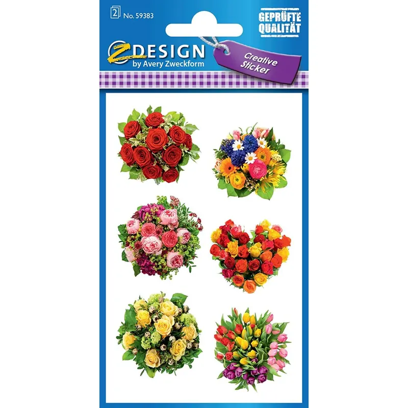 AVERY Zweckform 54383 Deko Sticker Blumenstrauß 12 Aufkleber