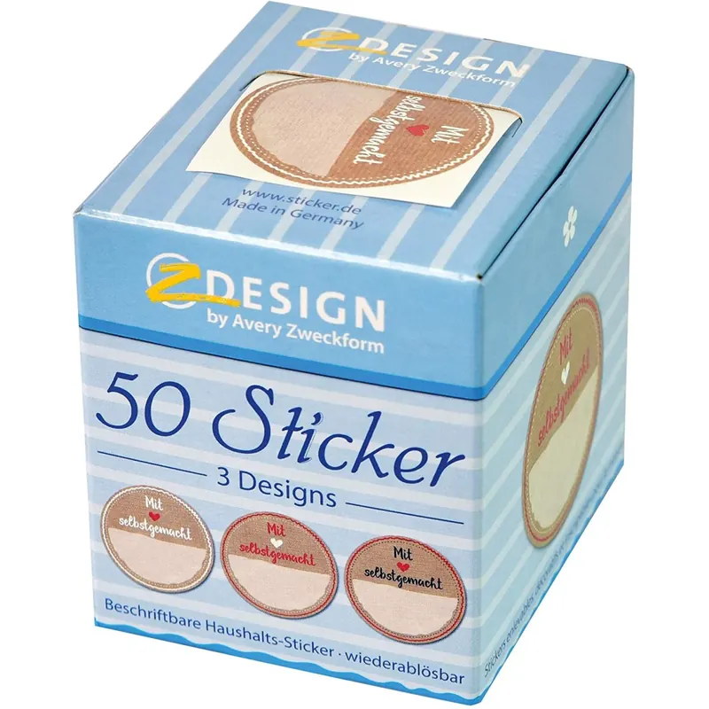 AVERY Zweckform 56818 Marmelade Sticker auf Rolle 50 Stück (Etiketten, Aufkleber für Selbstgemachtes, ablösbare selbstklebende Papiersticker 38 mm im Spender, beschriftbar, Geschenk, Einmachetiketten)
