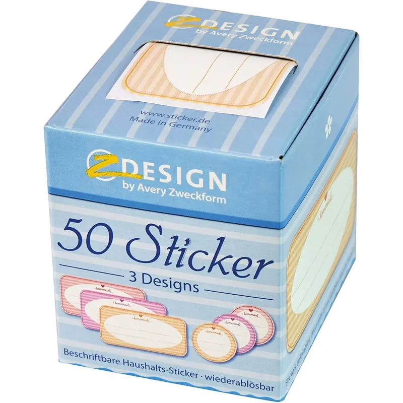 AVERY Zweckform 56820 Marmelade Sticker auf Rolle 50 Stück (Etiketten, Aufkleber für Selbstgemachtes, ablösbare Papiersticker 38 mm/38x75 mm im Spender, beschriftbar, Geschenk, Einmachetiketten)